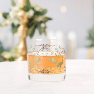 Elegant Cranes Art Pattern Colourful Crane Birds Whiskey Glass
