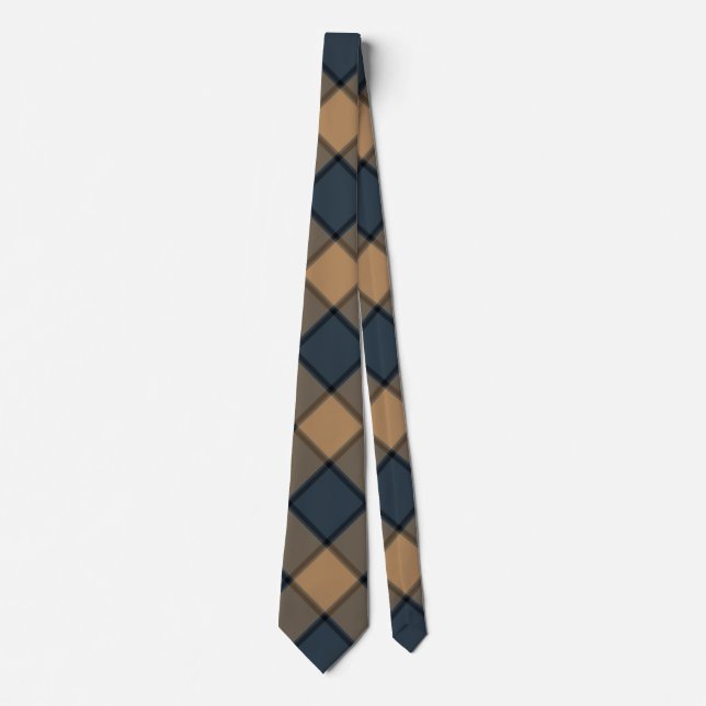 Élégant Cravate Brown Plaid Pour Homme Necktie (Devant)