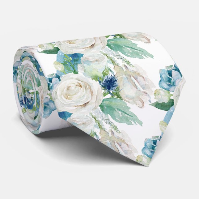 Élégant Cravate Rose blanc bleu WInter (Roulé)