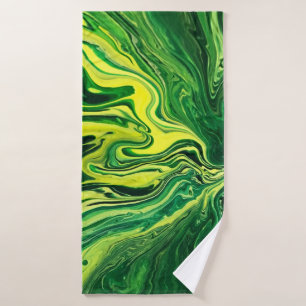 Elegant Crazy Agate 5 - Green Yellow Bath Towel