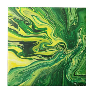 Elegant Crazy Agate 5 - Green Yellow Tile