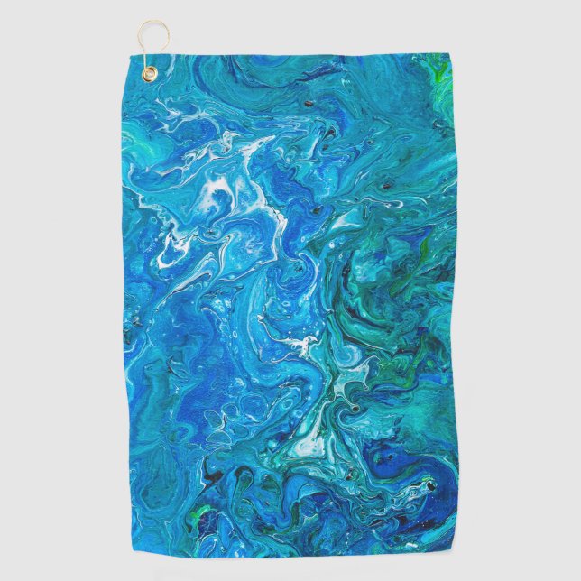 Elegant Crazy Lace Agate 2 - Blue Aqua Golf Towel (Front)