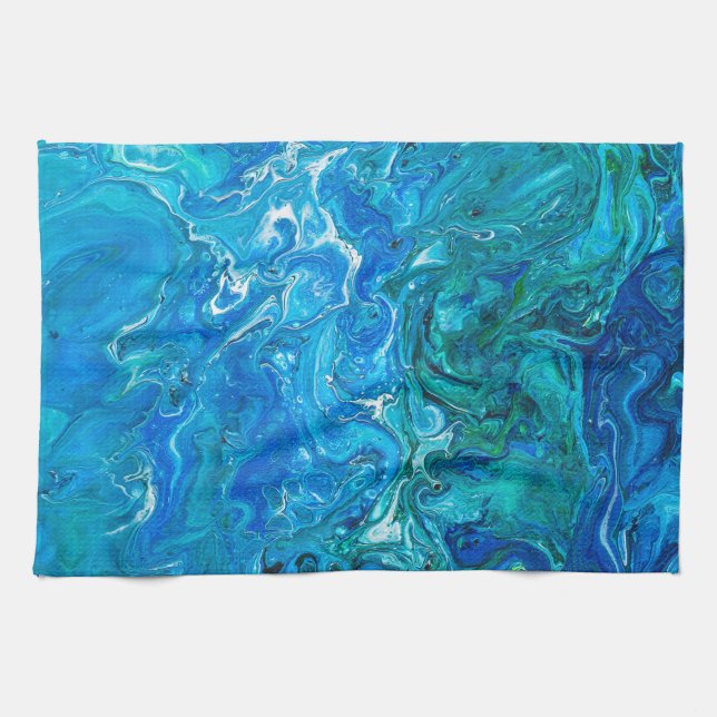 Elegant Crazy Lace Agate 2 - Blue Aqua Kitchen Towel (Horizontal)