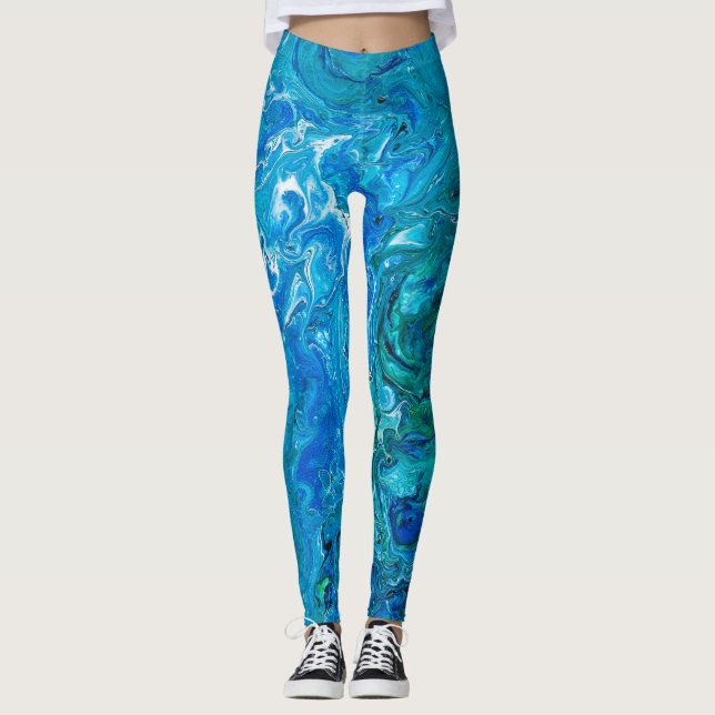 Elegant Crazy Lace Agate 2 - Blue Aqua Leggings (Front)