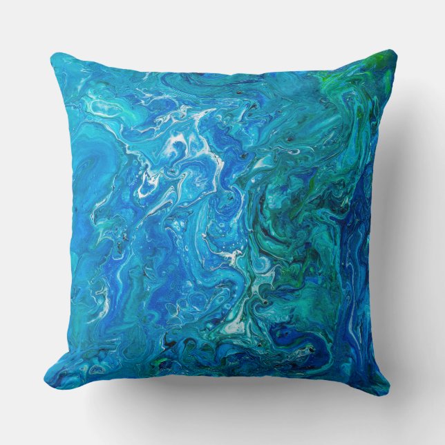 Elegant Crazy Lace Agate 2 - Blue Aqua Throw Pillow (Front)