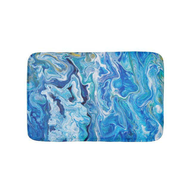 Elegant Crazy Lace Agate 6 - Ocean Blue Bath Mat (Front)