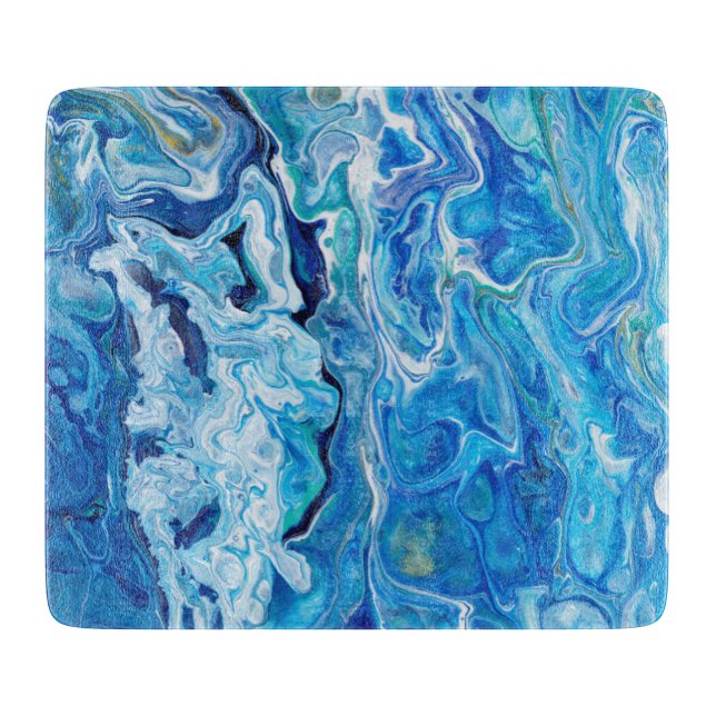 Elegant Crazy Lace Agate 6 - Ocean Blue Cutting Board (Front)