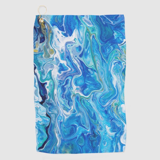 Elegant Crazy Lace Agate 6 - Ocean Blue Golf Towel (Front)