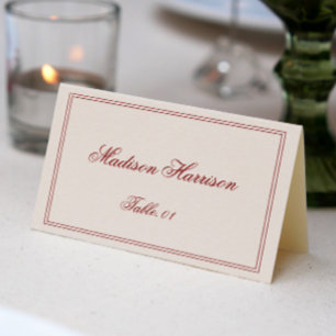Elegant Cream and Burgundy Wedding Place Card DIY