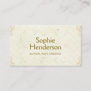 Elegant Cream and Gold Ornate Author Business Card