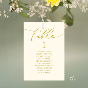 Elegant Cream and Gold Wedding Table Seating Chart Number