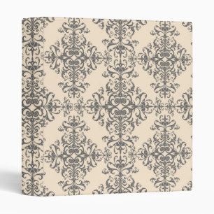 Elegant Cream and Grey Damask Style Pattern Binder