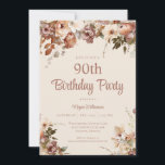 Elegant Cream and Pink 90th Floral Birthday Invitation<br><div class="desc">Elegant Cream and Pink 90th Floral Birthday Invitation
This elegant 90th surprise birthday party invitation is perfect for your special event! This design features beautiful pink watercolor flowers. The custom typography is trendy and elegant!</div>