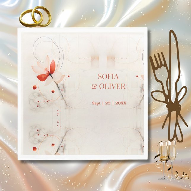 Elegant Cream and Red Poppies Wedding Napkin (Creator Uploaded)