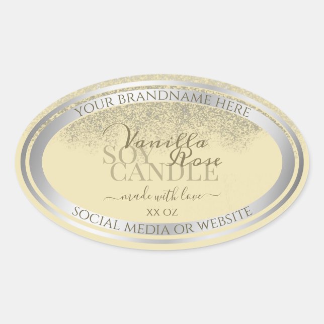 Elegant Cream and Silver Product Packaging Labels (Front)