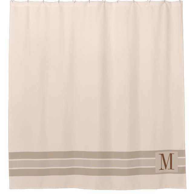 Elegant Cream Beige Striped Banner Add Initial (Front)