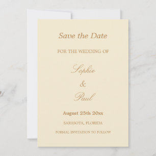 Elegant Cream Beige Wedding Save the Date