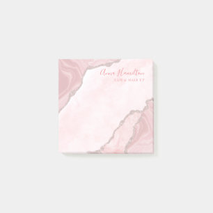 Elegant Cream Blush Pink Agate Geode Business Post-it Notes