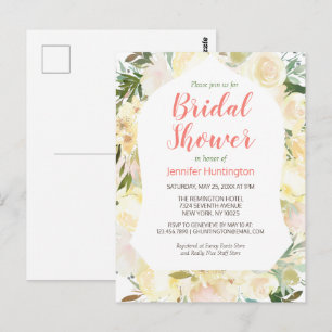 Elegant Cream Blush Pink Boho Bridal Shower Postcard