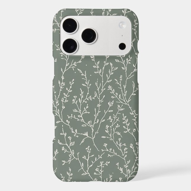Elegant Cream Botanical Branches Floral Phone Case (Back)