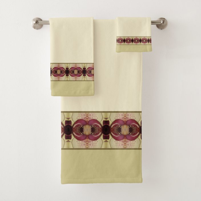 Elegant Cream Burgundy and Beige Bath Towel Set Zazzle.ca