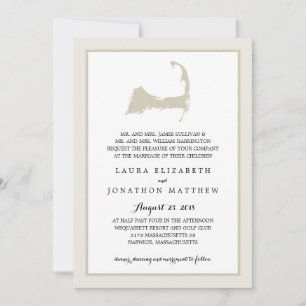 Elegant Cream Cape Cod Map Wedding Invitation