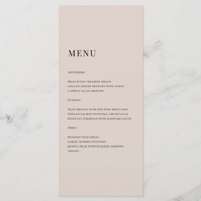 Elegant Cream Coloured Monogram Wedding Menu (Front)