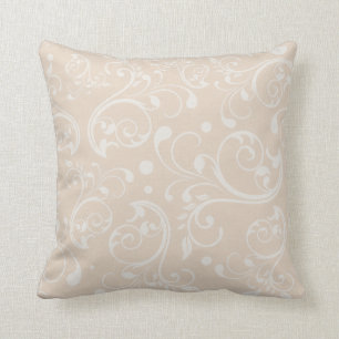 Elegant cream damask swirl pattern chic neutral throw pillow
