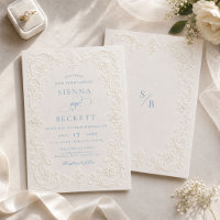 Elegant Cream Embossed Style Floral Ornate Wedding