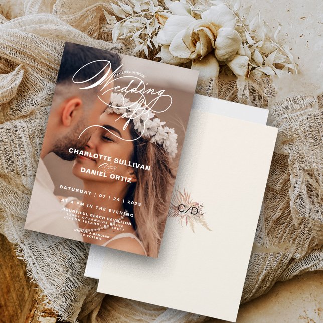 Elegant Cream  Floral Boho The Wedding Of  Photo   Invitation (Creator Uploaded)