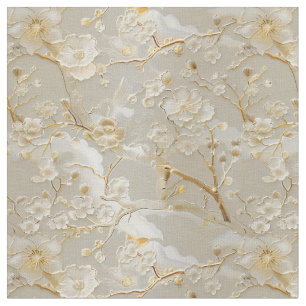 Elegant cream floral cloisonne fabric