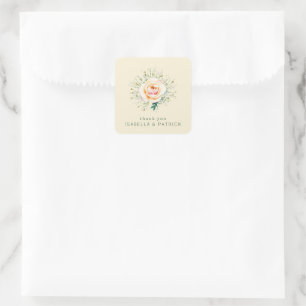 Elegant Cream Floral Square Sticker