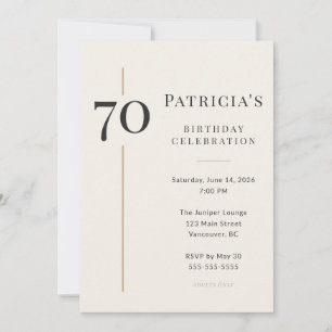 Elegant Cream & Gold 70th Birthday Invitation
