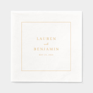 Elegant Cream Gold Border Foil Napkins