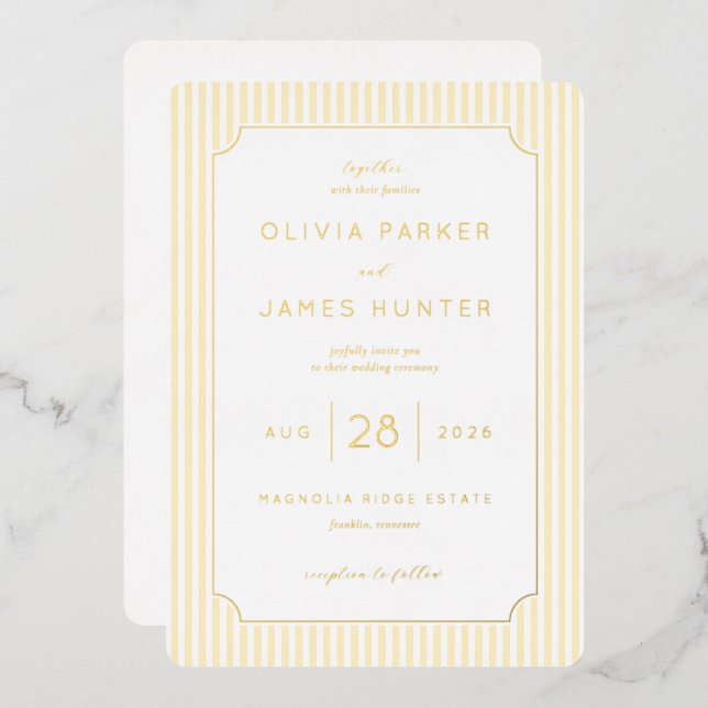 Elegant Cream Gold Stripes (Front/Back)