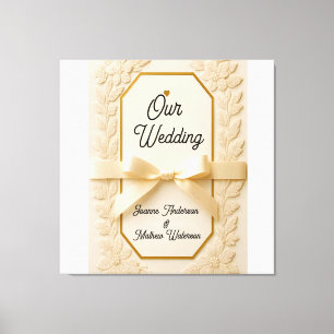 Elegant Cream & Gold Wedding Invitation  Canvas Print