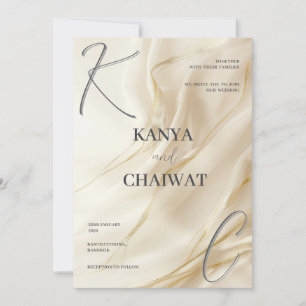 Elegant Cream Gold Wedding Invitation Minimalist