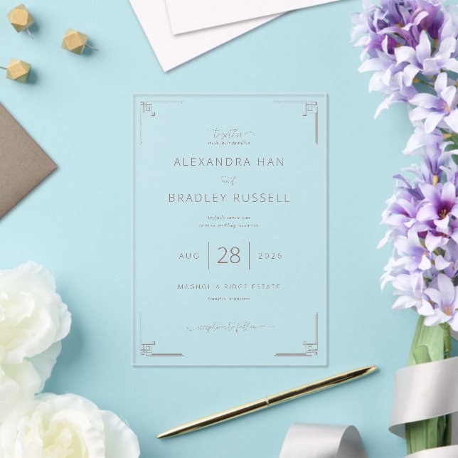 Elegant Cream Greek Key Acrylic Invitations (Insitu (Wedding))