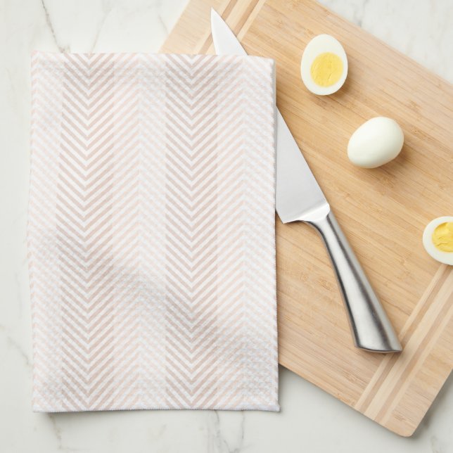 Elegant Cream Herringbone Zig Zag Kitchen Towel (Quarter Fold)