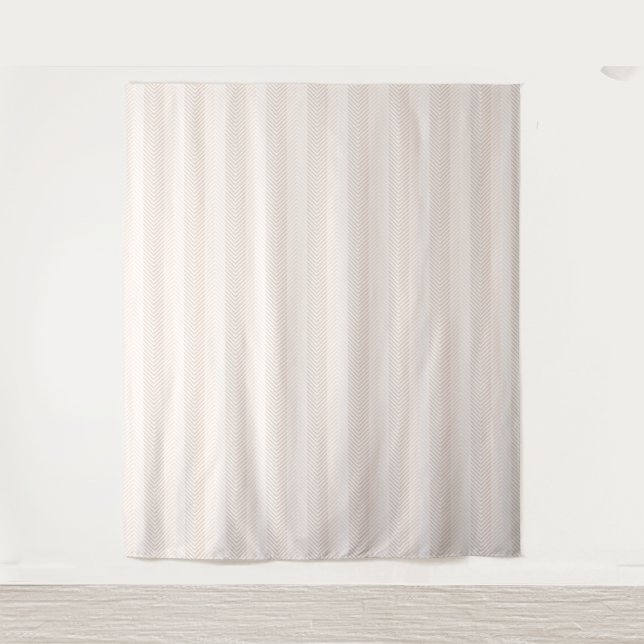 Elegant Cream Herringbone Zig Zag Tapestry (Front)