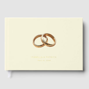 Elegant Cream Interlocking Rings Guest Book