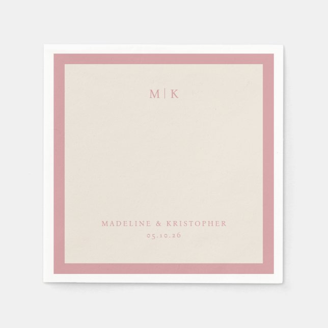 Elegant Cream Minimalist Initials Napkin (Front)