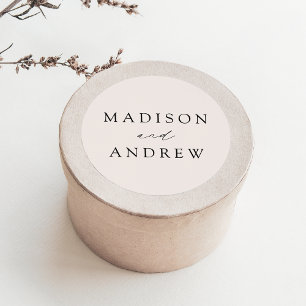 Elegant Cream Personalized Wedding Classic Round Sticker
