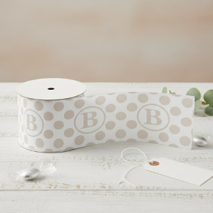 Elegant Cream Polka Dot Monogram Grosgrain Ribbon