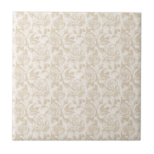 Elegant Cream Rose Floral Tile