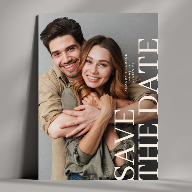 Elegant Cream Script 2 Photo Wedding Save The Date (Creator Uploaded)