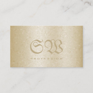 Elegant Cream Snake Pattern Light Colours Monogram Business Card