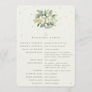 Elegant Cream Snowberry+Eucalyptus Bouquet Wedding Program