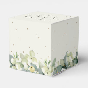 Elegant Cream Snowberry+Eucalyptus Bridal Shower Favor Box