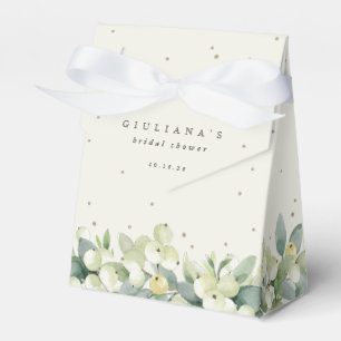 Elegant Cream Snowberry+Eucalyptus Bridal Shower Favor Box